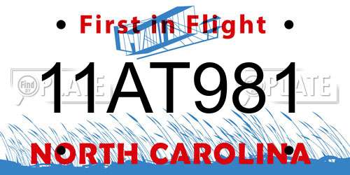 11AT981 North Carolina License Plate
