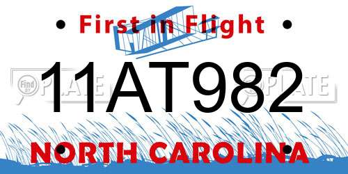 11AT982 North Carolina License Plate
