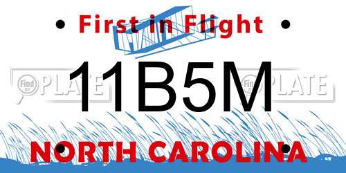 11B5M North Carolina License Plate