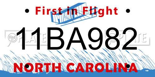 11BA982 North Carolina License Plate