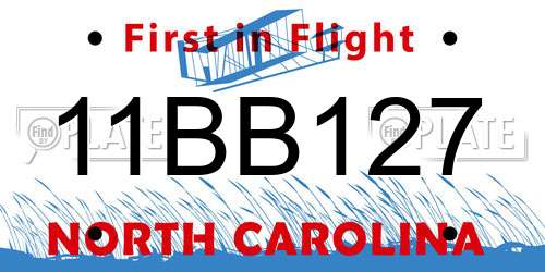 11BB127 North Carolina License Plate