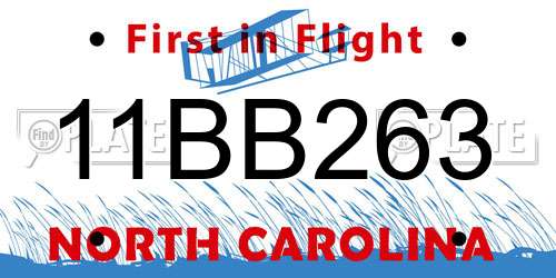 11BB263 North Carolina License Plate