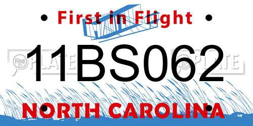11BS062 North Carolina License Plate
