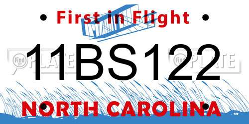 11BS122 North Carolina License Plate