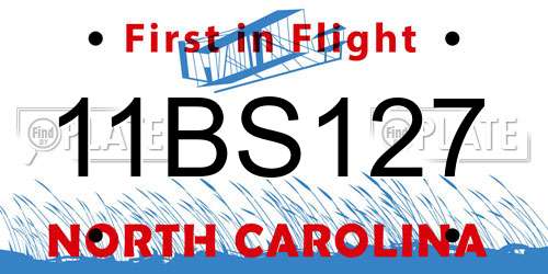 11BS127 North Carolina License Plate