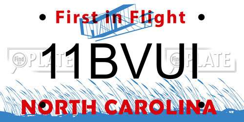 11BVUI North Carolina License Plate