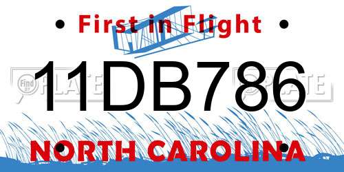 11DB786 North Carolina License Plate
