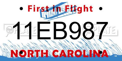 11EB987 North Carolina License Plate