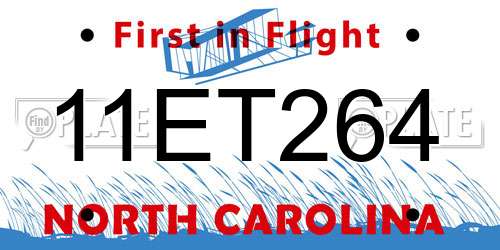 11ET264 North Carolina License Plate