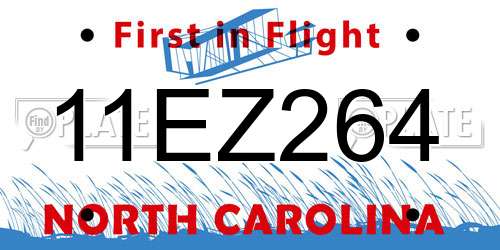 11EZ264 North Carolina License Plate