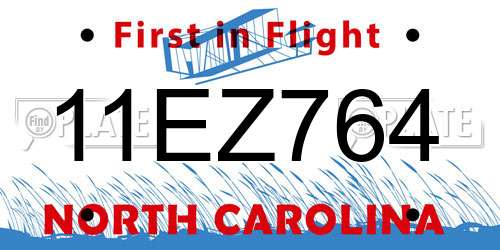 11EZ764 North Carolina License Plate