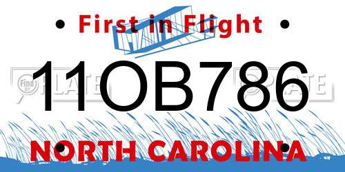 11OB786 North Carolina License Plate