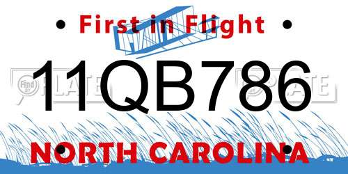 11QB786 North Carolina License Plate