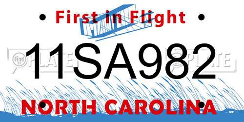 11SA982 North Carolina License Plate