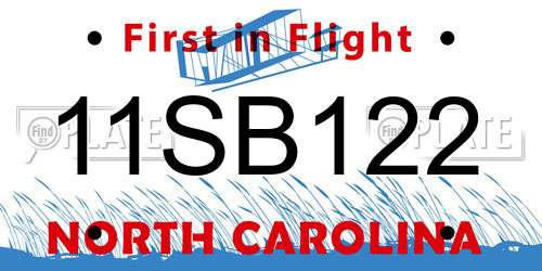 11SB122 North Carolina License Plate
