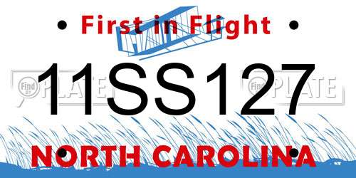11SS127 North Carolina License Plate