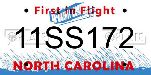 11SS172 North Carolina License Plate