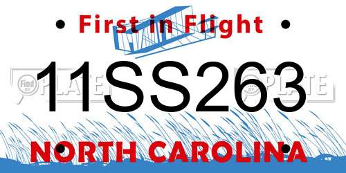 11SS263 North Carolina License Plate