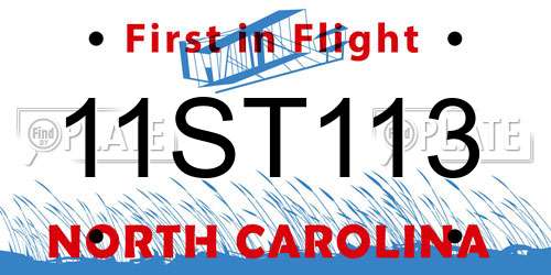 11ST113 North Carolina License Plate