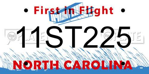 11ST225 North Carolina License Plate