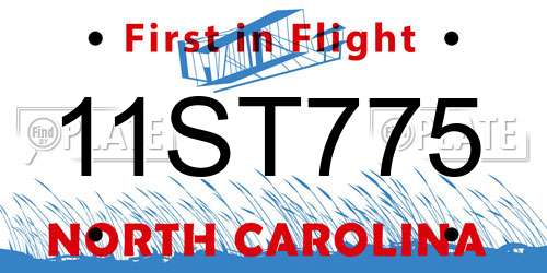 11ST775 North Carolina License Plate