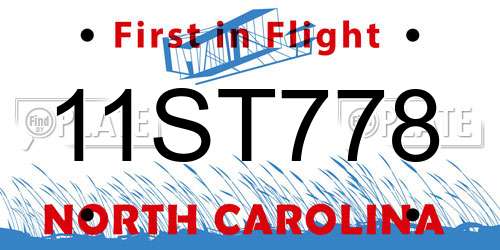 11ST778 North Carolina License Plate
