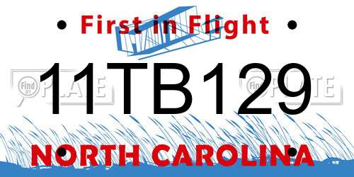 11TB129 North Carolina License Plate
