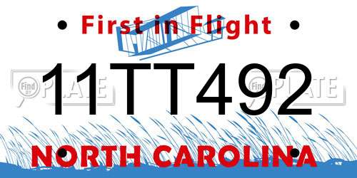 11TT492 North Carolina License Plate