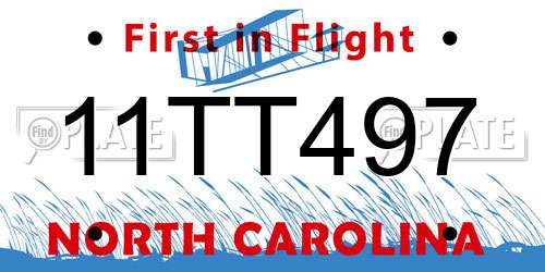 11TT497 North Carolina License Plate
