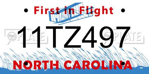 11TZ497 North Carolina License Plate