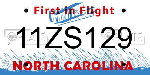 11ZS129 North Carolina License Plate