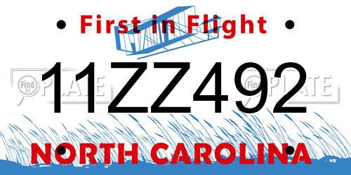 11ZZ492 North Carolina License Plate