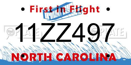 11ZZ497 North Carolina License Plate