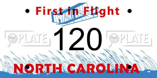 120 North Carolina License Plate