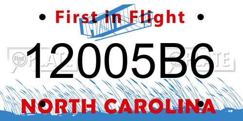12005B6 North Carolina License Plate