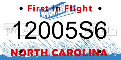 12005S6 North Carolina License Plate