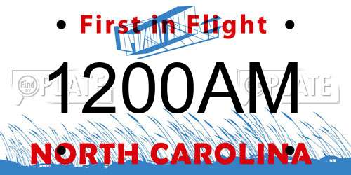1200AM North Carolina License Plate