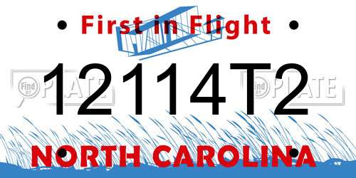 12114T2 North Carolina License Plate