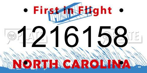 1216158 North Carolina License Plate