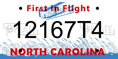 12167T4 North Carolina License Plate