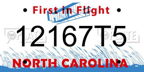 12167T5 North Carolina License Plate