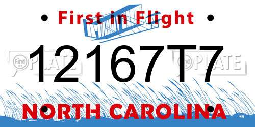 12167T7 North Carolina License Plate