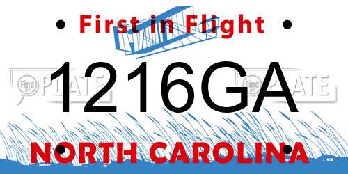 1216GA North Carolina License Plate