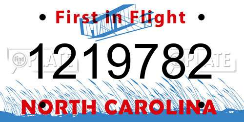 1219782 North Carolina License Plate