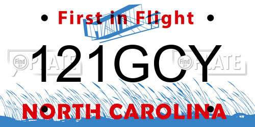 121GCY North Carolina License Plate