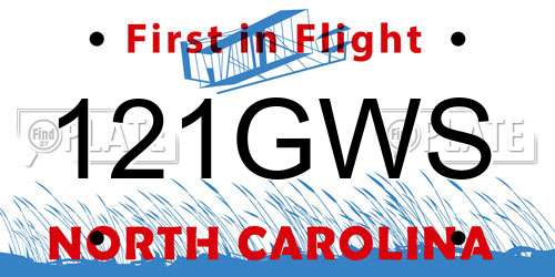 121GWS North Carolina License Plate