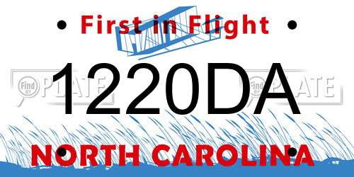 1220DA North Carolina License Plate