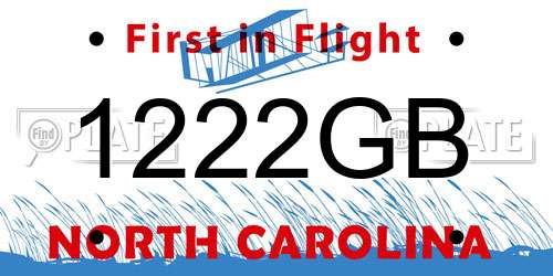 1222GB North Carolina License Plate