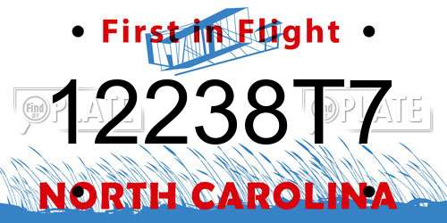 12238T7 North Carolina License Plate