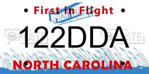 122DDA North Carolina License Plate
